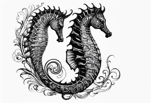 Seahorse side profile big evil tattoo idea