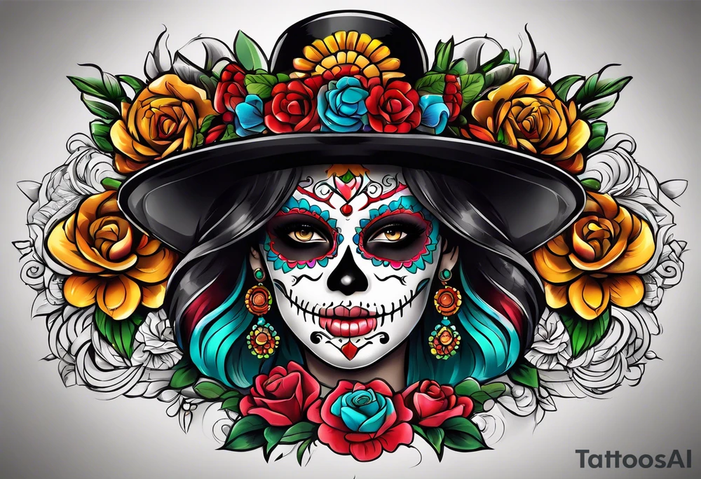 Mexico day of dead tattoo idea