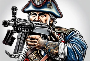 revolutionary war sodier running with a machine gun tattoo idea