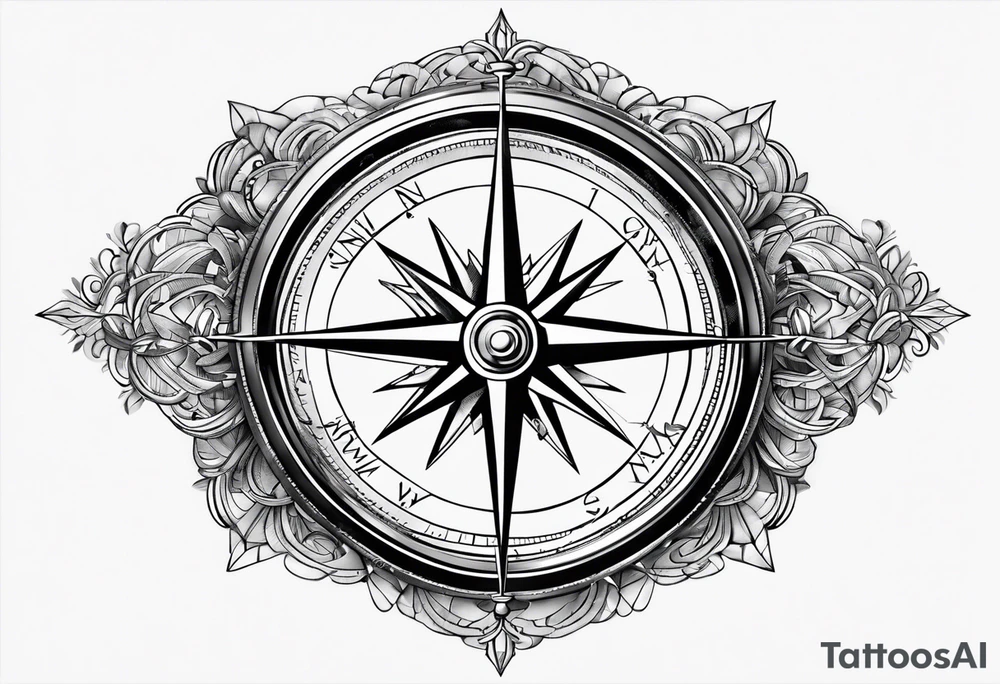 compass with broken chain tattoo idea