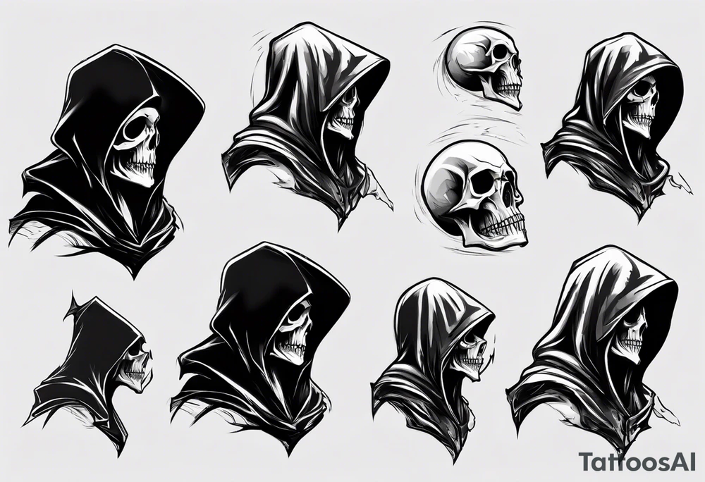 side view, hooded reaper upper body, no skull tattoo idea side view, hooded reaper upper body, no skull tattoo idea