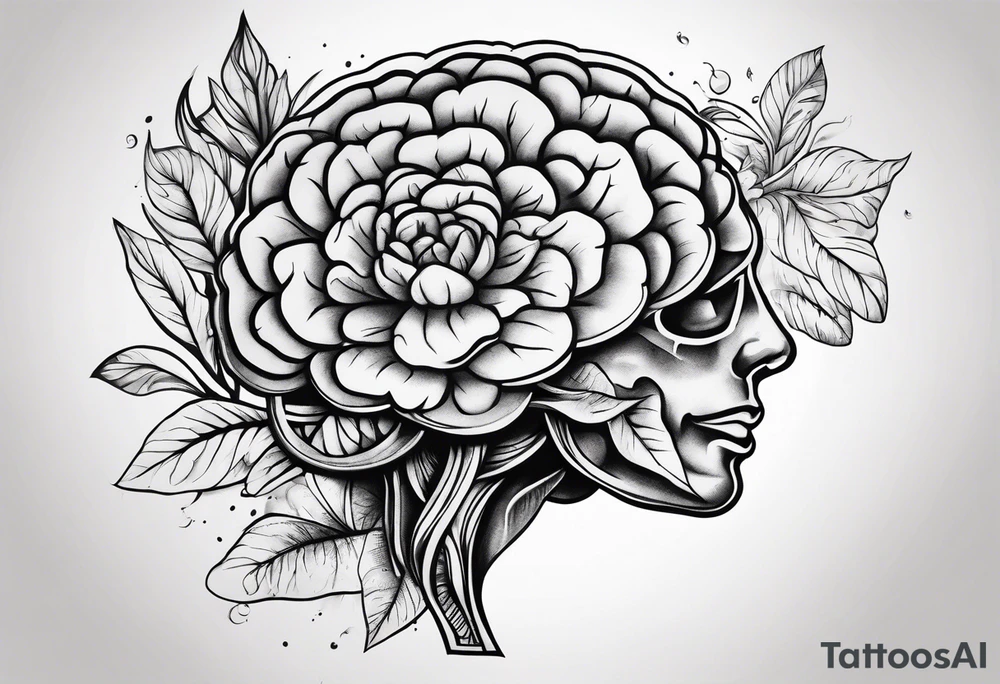 Brain and flower tattoo idea