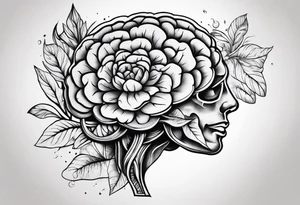 Brain and flower tattoo idea