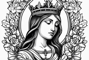 Mary and Jesus sacred heart thorn crown tattoo idea
