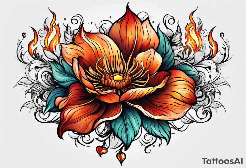 flower fire for a male tattoo tattoo idea