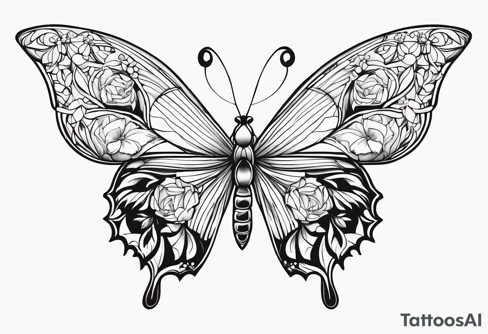 November, December, June, December birth flowers, butterfly, suicide ribbon tattoo idea