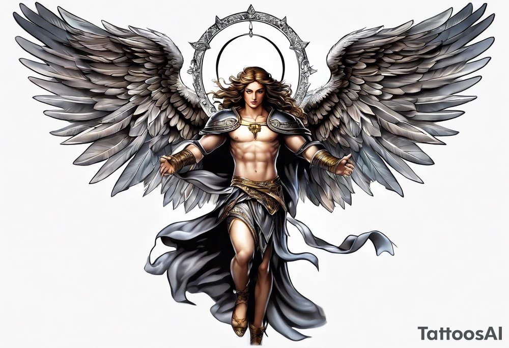 forearm sleeve of michael the archangel tattoo idea
