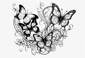 444 with butterflies and vines tattoo idea