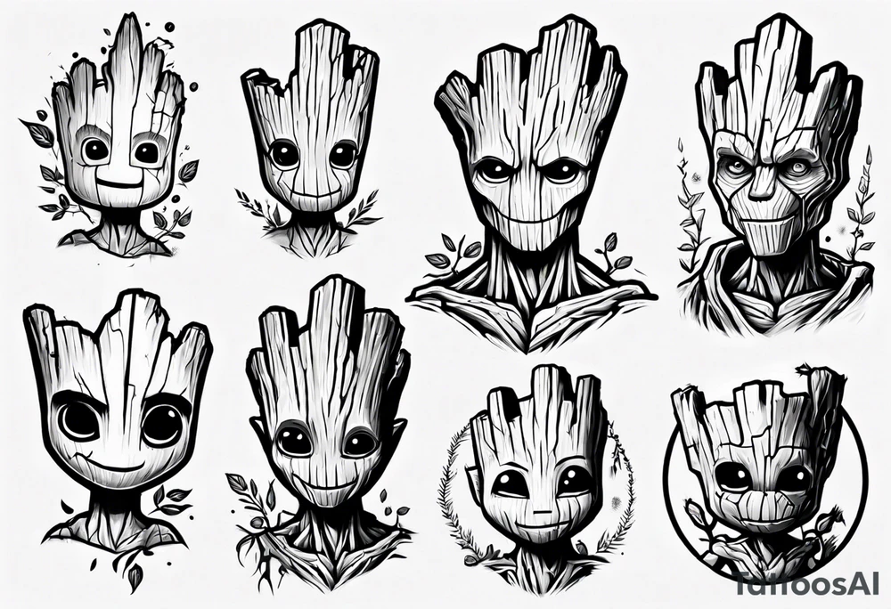Groot half sleeve tattoo idea