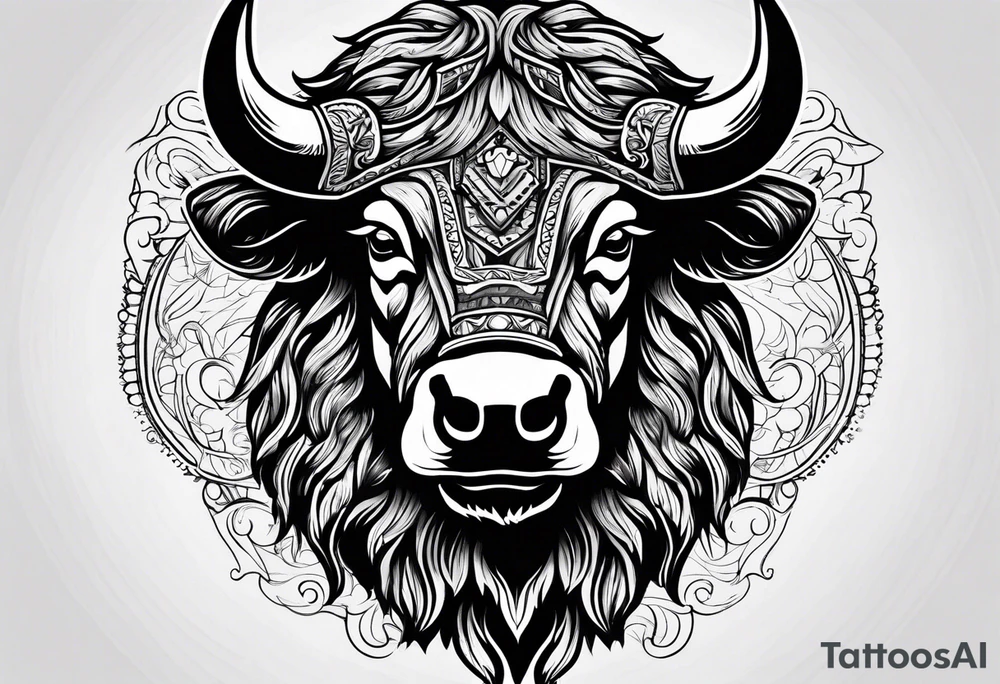 Bison head outline tattoo idea