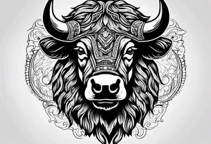Bison head outline tattoo idea