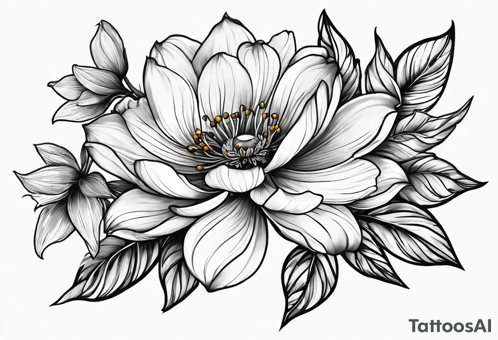 January, February, April, June, July, September birth flower tattoo idea