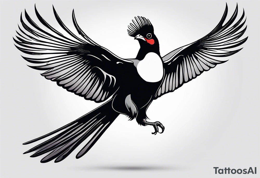 Turaco bird with wingspan from above one-line tattoo tattoo idea
