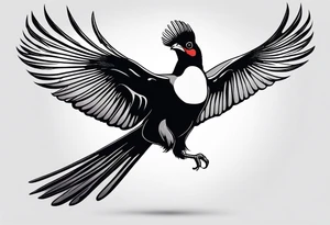 Turaco bird with wingspan from above one-line tattoo tattoo idea