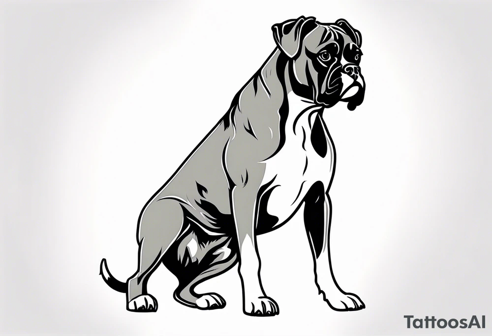 boxer dog standing up with boxing gloves on tattoo idea