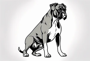 boxer dog standing up with boxing gloves on tattoo idea