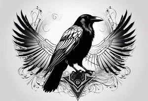 silhouette of a crow with half open wings
every line must be straight tattoo idea