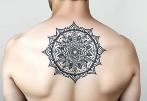intricate mandala with sacred geometry and cosmic elements tattoo idea