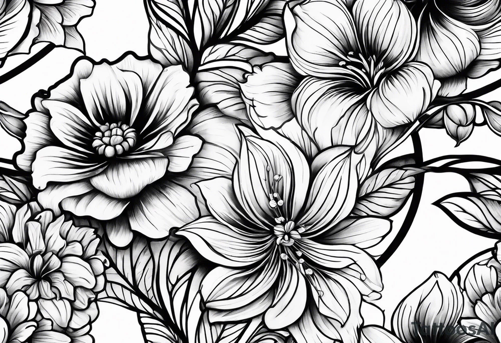 Flowers around hourglass tattoo idea