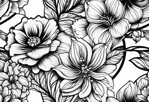 Flowers around hourglass tattoo idea