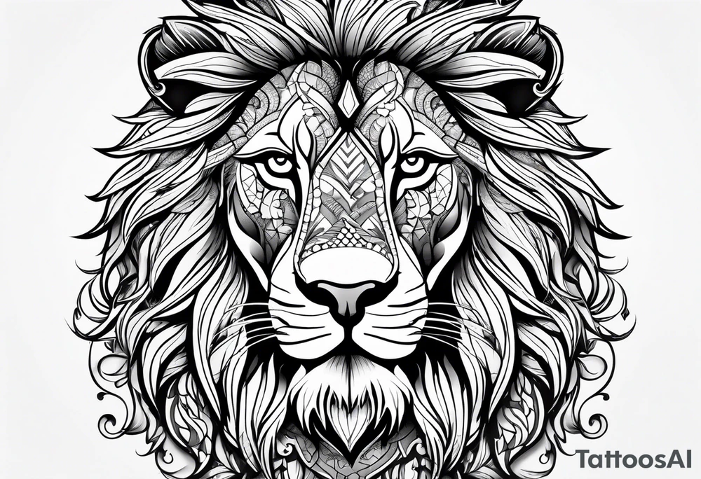 Lion in ornament tattoo idea