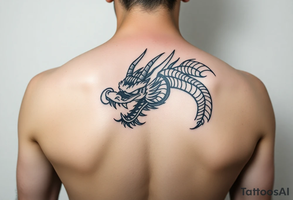 Tatuaje en espalda completa de la cabeza de un dragón demonio japones tattoo idea