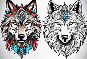 Neotraditional wolf tattoo idea