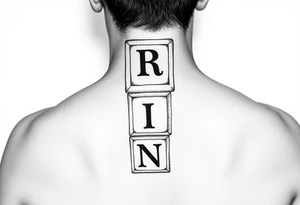 I WANT 5 TOY BABY BLOCKS STACKED ON TOP OF EACH OTHER AND I WANT EACH OF THEM TO HAVE A LETTER IN THEM. B, R, I, A, N THEY SHOULD BE STACKED ON TOP OF EACH OTHER tattoo idea