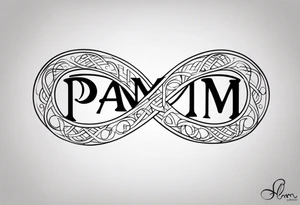 infinity symbol with name Pam tattoo idea