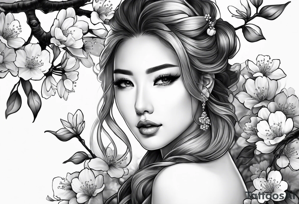 cherry blossoms but It's a portrait, so the whole thing comes out. tattoo idea