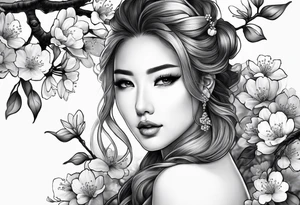 cherry blossoms but It's a portrait, so the whole thing comes out. tattoo idea