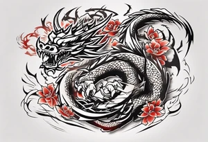 Powerful tattoo writing Jiu-Jitsu with Strong shadows and lines and dragon around for arm tattoo tattoo idea