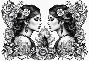 Matching twin tattoos for brother and sister Gemini twins tattoo idea