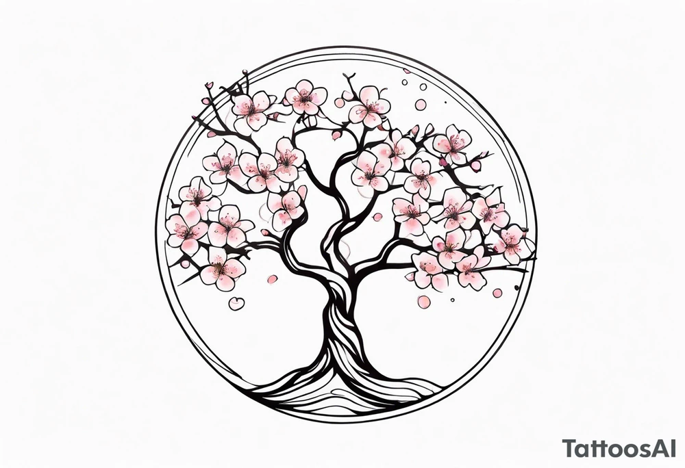 Mother Earth Tree with cherry blossoms tattoo idea