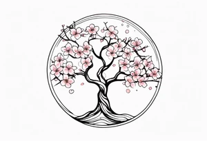 Mother Earth Tree with cherry blossoms tattoo idea