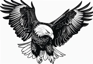 Bald eagle soaring straight with wings out, no legs showing tattoo idea