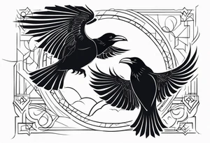 Hugin and Munin flying tattoo idea