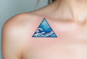 A blue triangle filled with waves and bubbles, symbolizing the element of water and emotion. tattoo idea