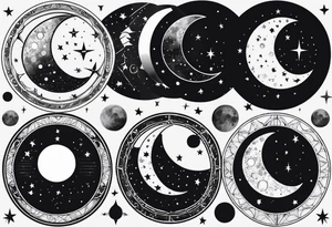 moon phases with constellations tattoo idea