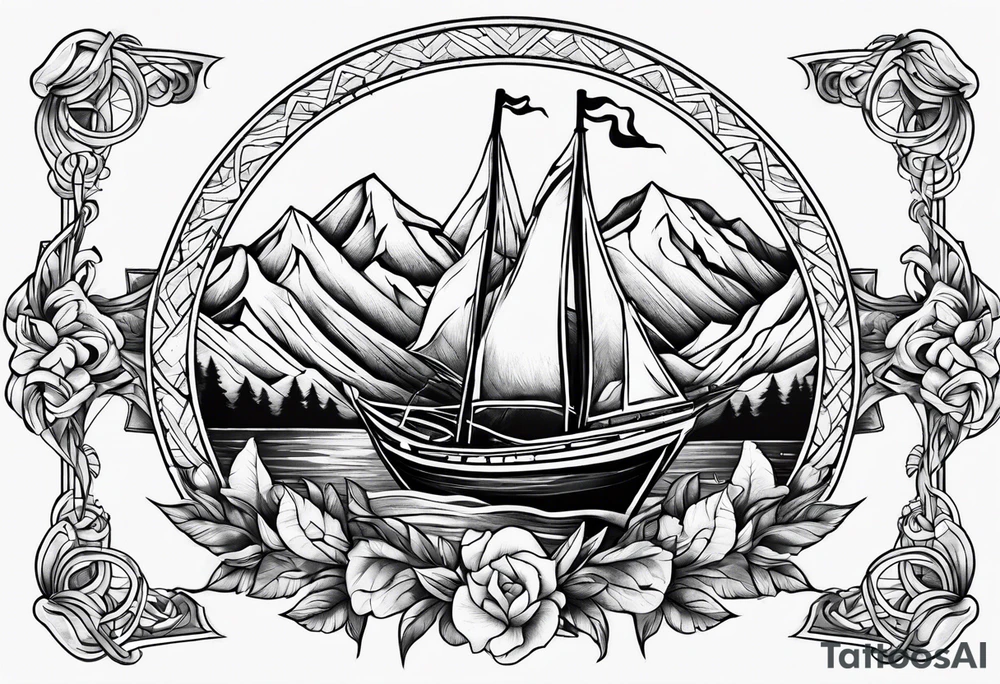 Anchor, fire, mountain tattoo idea