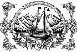 Anchor, fire, mountain tattoo idea