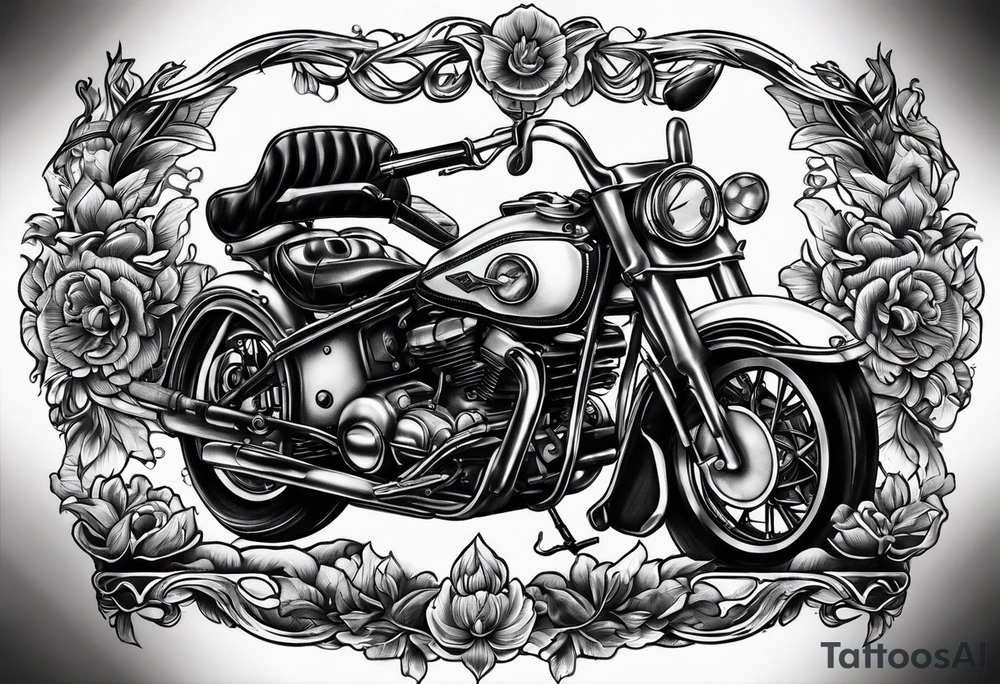 clock with little motocycle tattoo idea