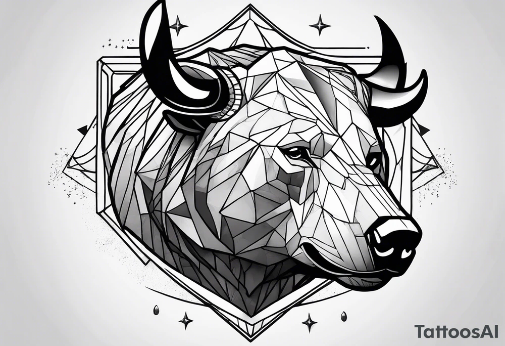 bear versus bull in space tattoo idea