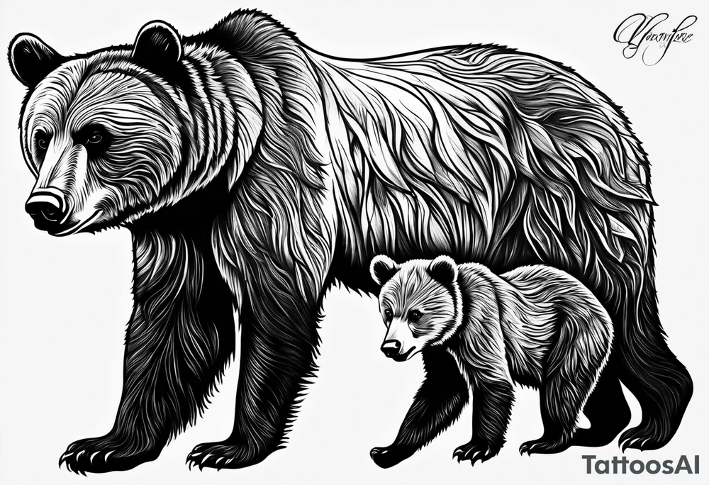 Momma bear and teen cub tattoo idea