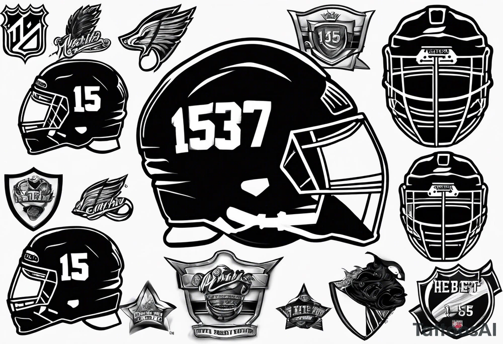 Ice hockey helemt with the number 15 on it tattoo idea