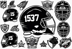Ice hockey helemt with the number 15 on it tattoo idea