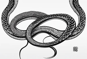 Long Double head snake tattoo for placement along the spine in japanese style to symbolise a journey of healing and transformation with reference to being a twin tattoo idea