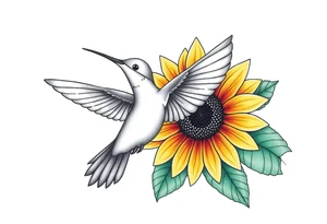 Hummingbird near a sunflower tattoo idea
