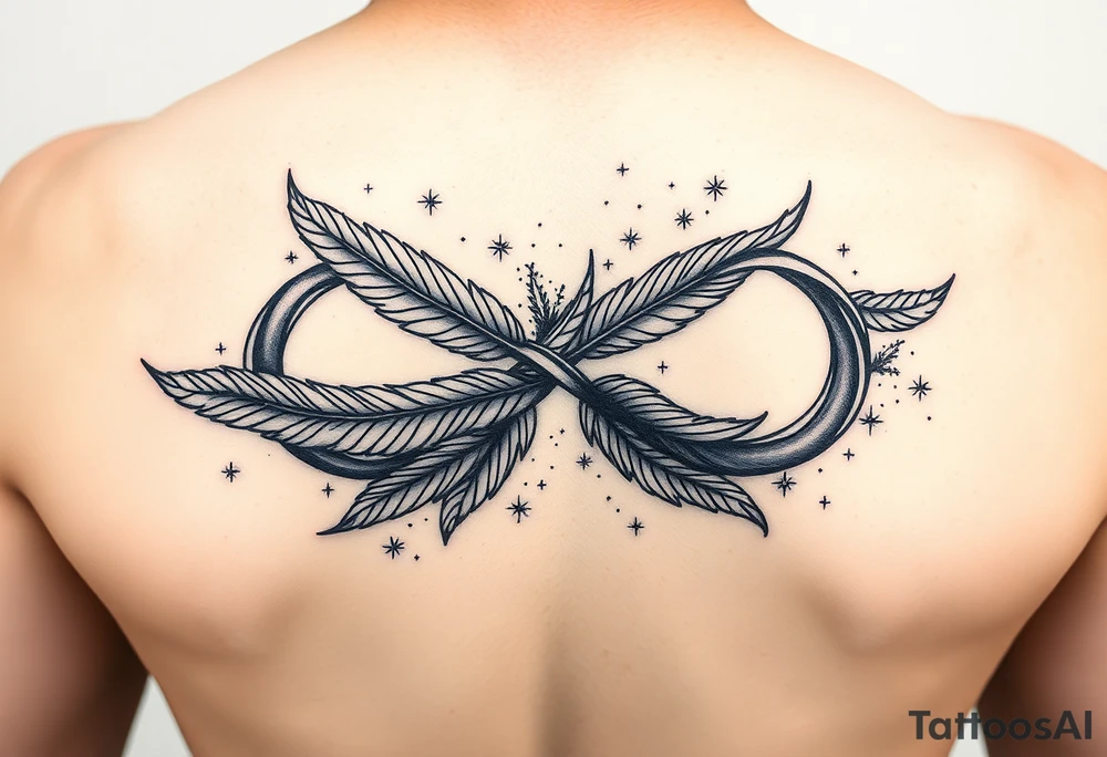infinity symbol woven with floating feathers and stardust tattoo idea infinity symbol woven with floating feathers and stardust tattoo idea
