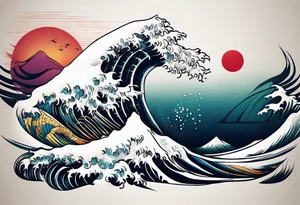 calm wave background tattoo idea